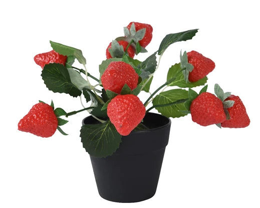 Artificial Strawberry Plant in Pot (20cm)