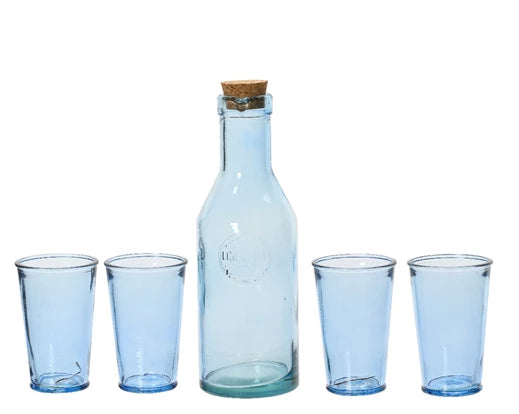 Water Set Made from Recycled Glass - Blue