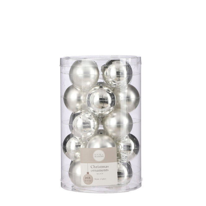 Christmas Hanging Baubles Silver 20 Pieces (4cm)