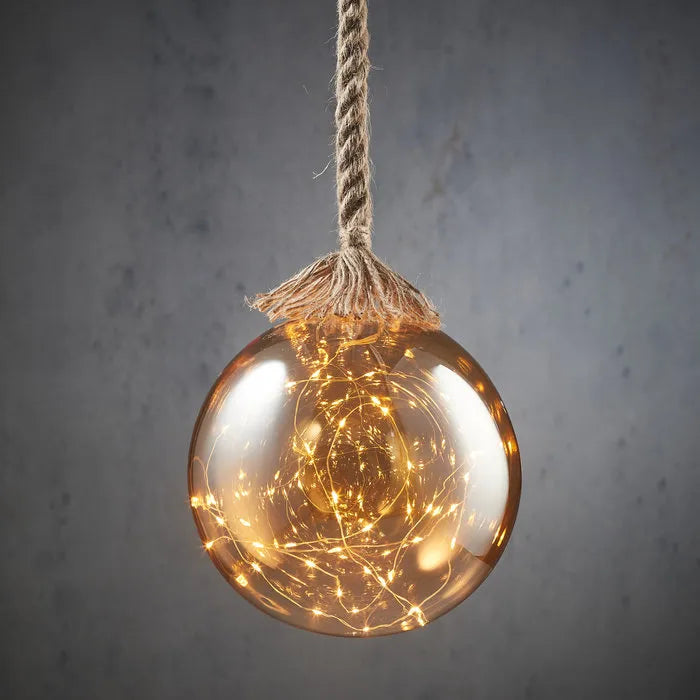LED Ball with Hanging Rope 40 LED Battery Operated (L100 x D20cm)