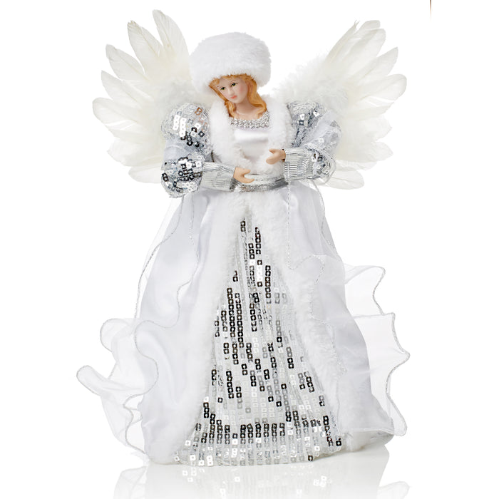 Christmas Tree Toper Angel Silver Dress with Wings 30cm