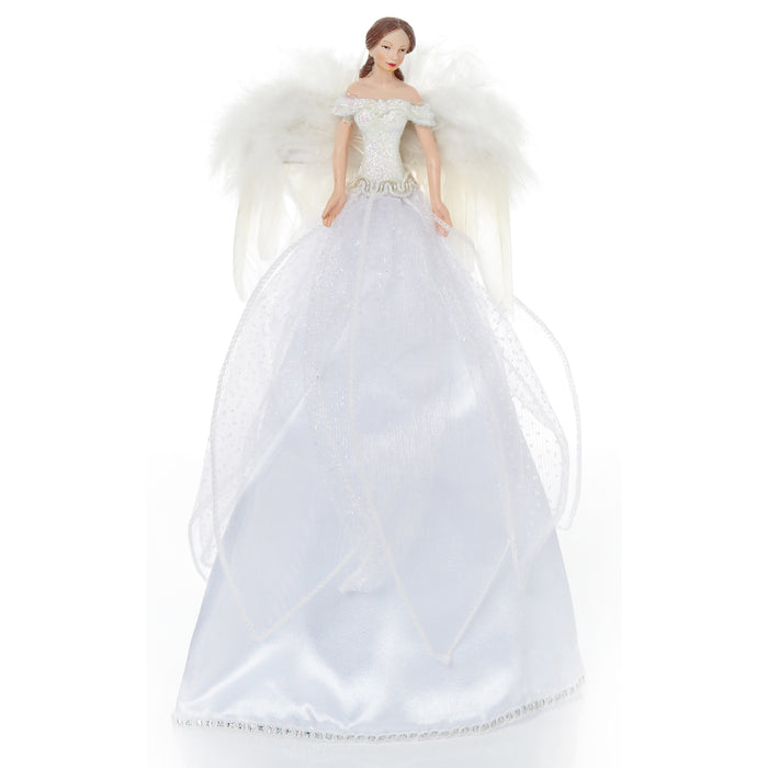 Christmas Tree Topper Angel White Dress With Wings 28cm