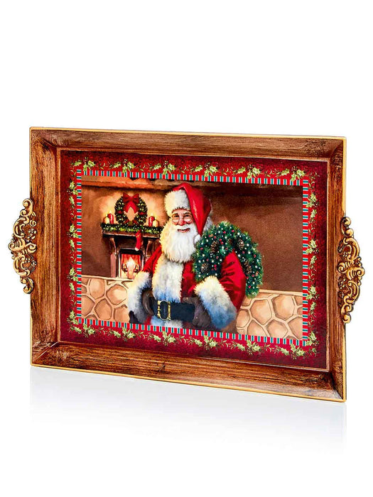 Christmas Tray Red Santa Wreath (39 x 25cm)