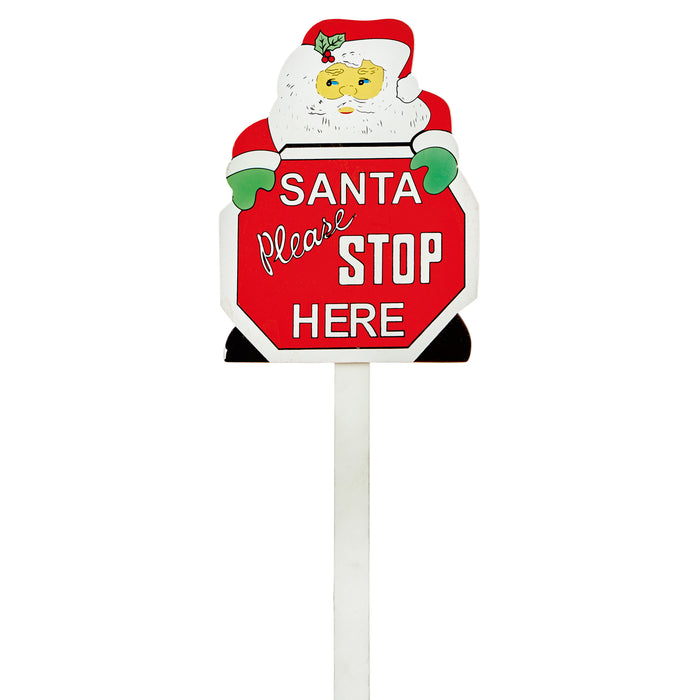 Christmas Sign "Please Stop Here" Santa (79cm)