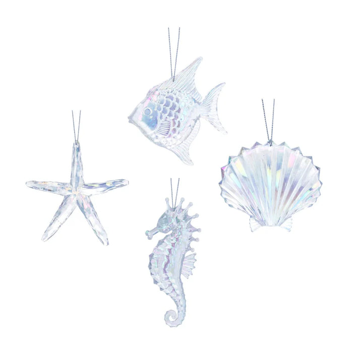 Christmas Hanging Iridescent Acrylic Fish/Shell/Seahorse/Starfish Decoration