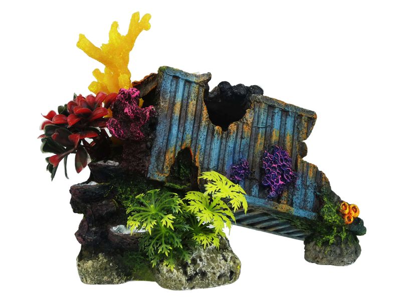 Classic Container With Coral and Plants 17.5cm