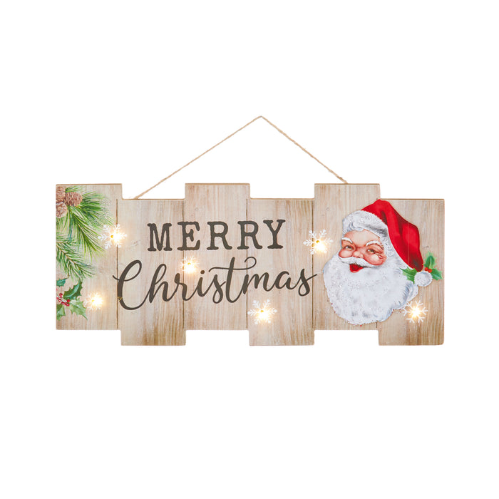 Light Up Plaque 'Merry Christmas' Santa 48cm x 21cm