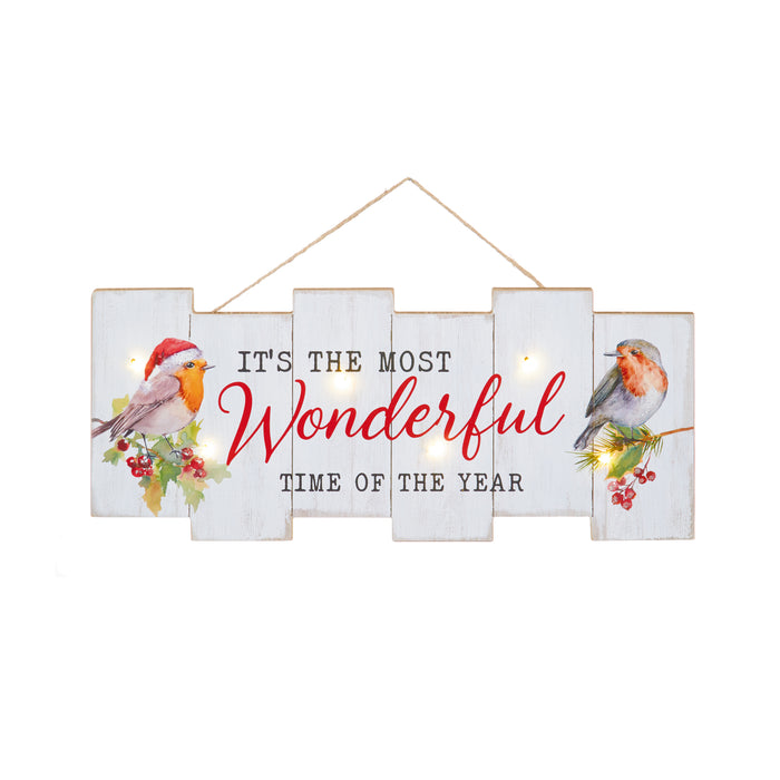 Light Up Plaque 'It's The Most Wonderful Time of the Year' 48cm x 21cm