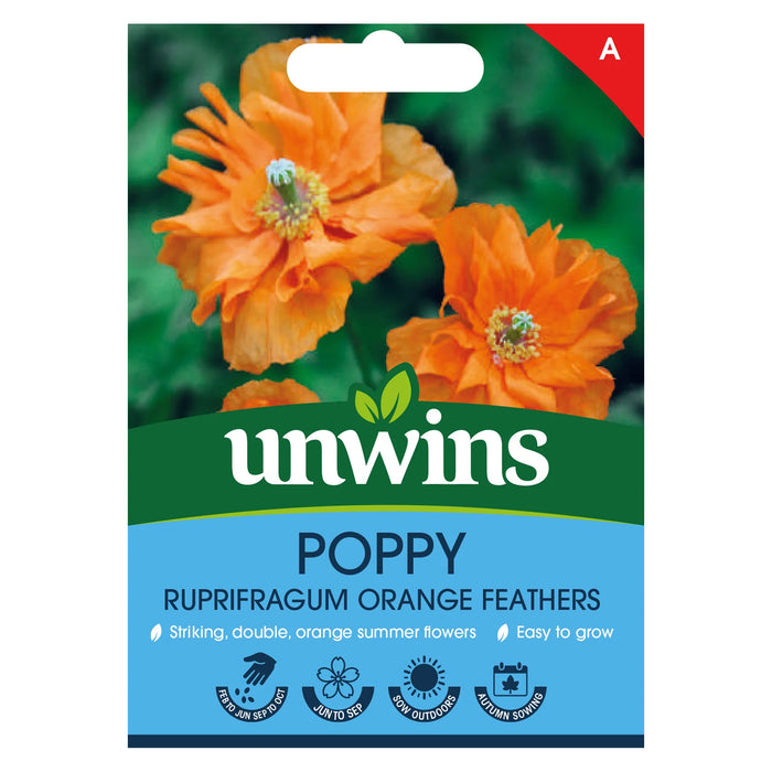 Unwins Seed Packet Papaver Ruprifragum Orange Feathers