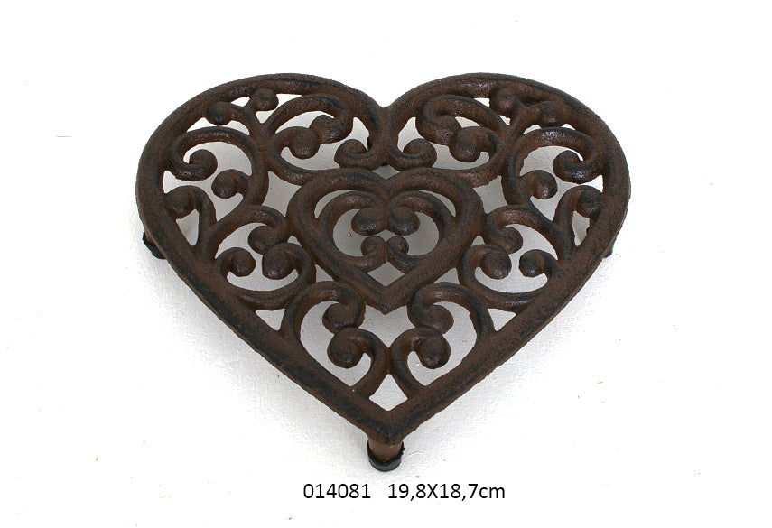 Wrought Iron Heart Trivet (19.8 X 18.7 Cm)