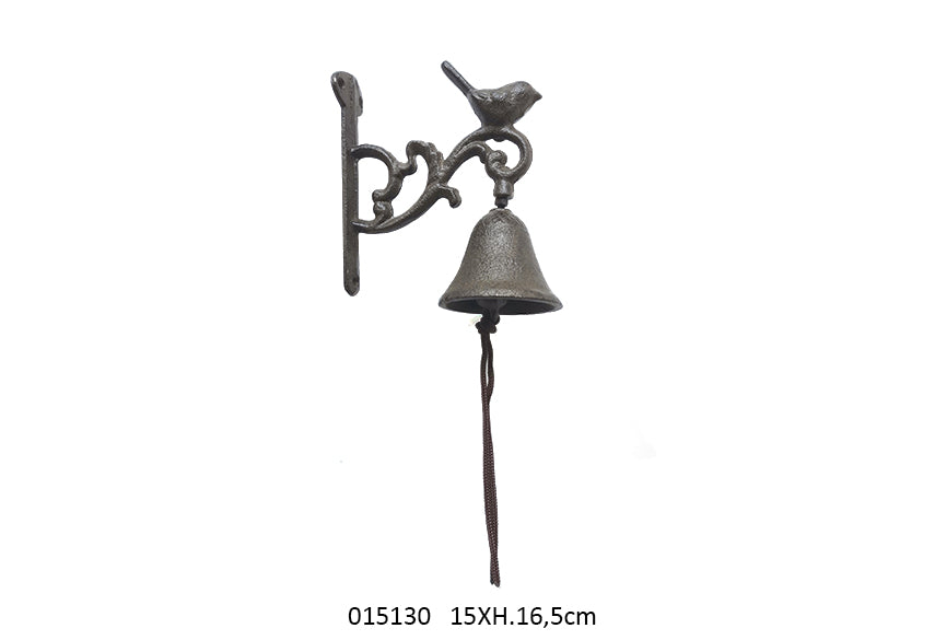 Wall Bell Wrought Iron Black Bird (7.4 X 15 X H.16.5 Cm)