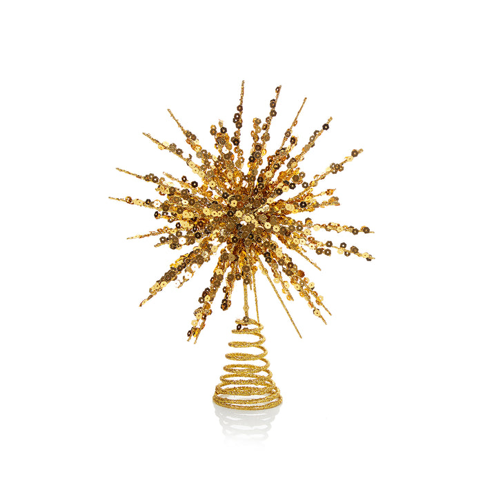 Christmas Tree Topper Spikey Sequin Silver or Gold 24cm