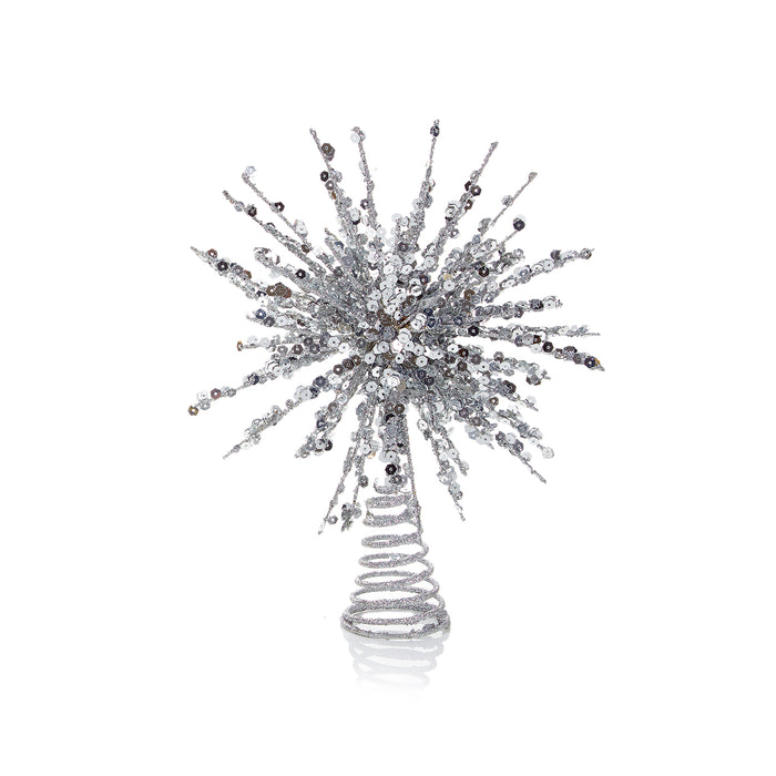 Christmas Tree Topper Spikey Sequin Silver or Gold 24cm