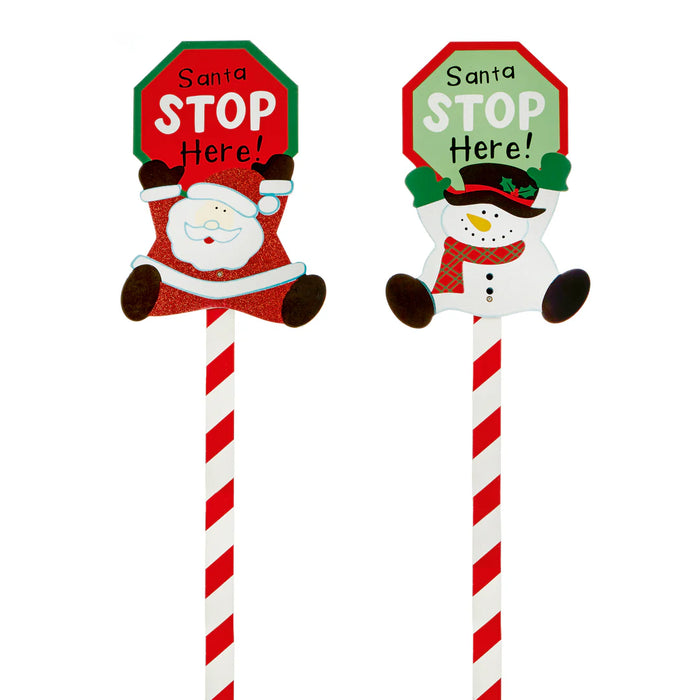 Christmas Sign Santa Stop Here / Snowman or Santa Design