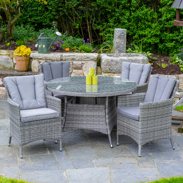 Oxford - 4 Seat Set with 120cm Round Table (Dark Grey)