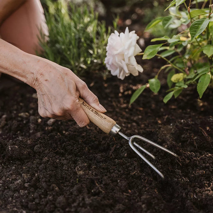 Kent and Stowe Stainless Steel Hand 3 Prong Cultivator