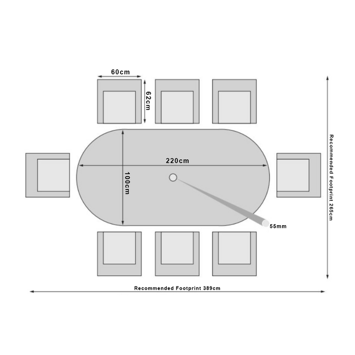 Dumont - 8 Seat Set with Oval Table Natural